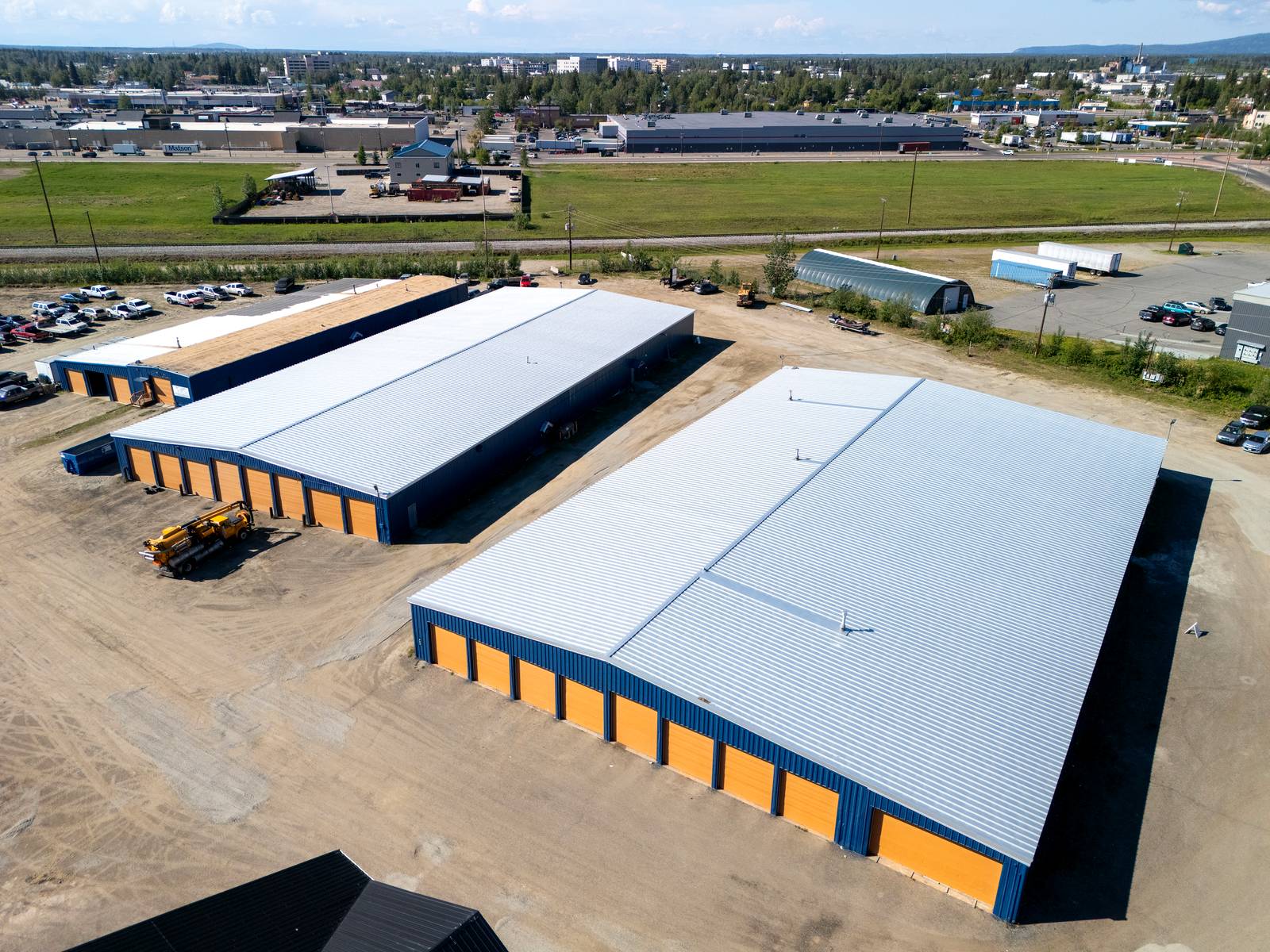 Aerial view of the OFD, LLC industrial property at 399 Helmericks Avenue in Fairbanks, Alaska